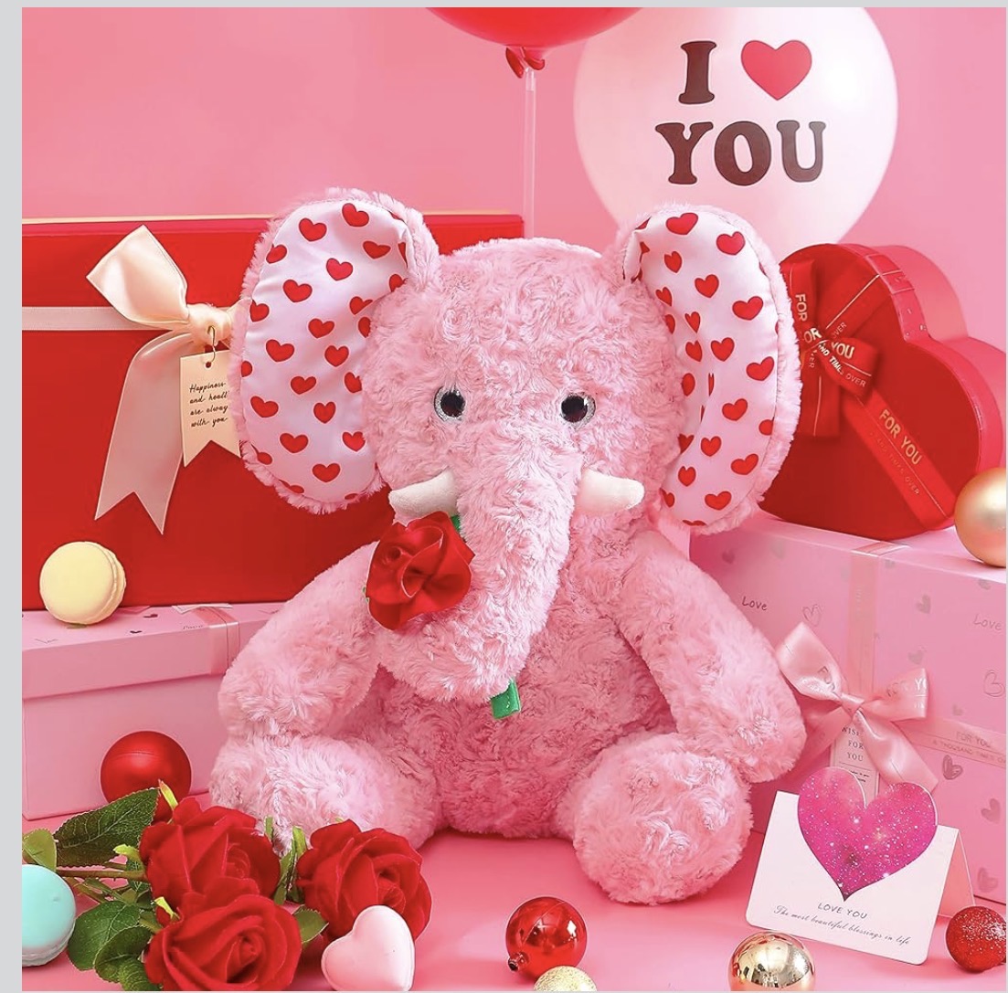 Elephant Stuffed Animal Plush Toy with Rose